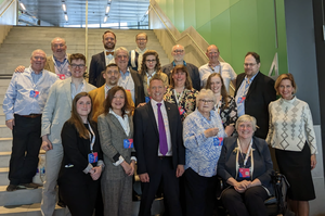 The Liberal Democrat delegation to the 2023 ALDE Congress in Stockholm, led by David Chalmers (front, centre), chair of the Liberal Democrat FIRC